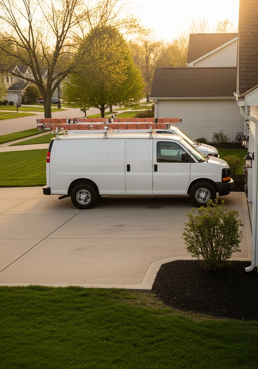 Blacklick homeowner standing in front of their residence with a service vehicle visible in the driveway.