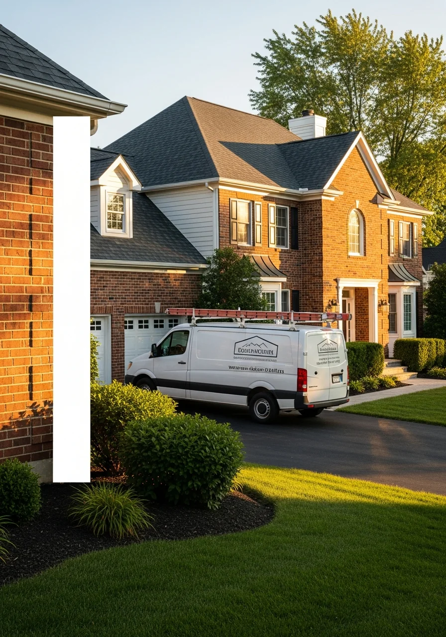 Dublin homeowner in professional attire standing in front of their residence with a service vehicle in the background.